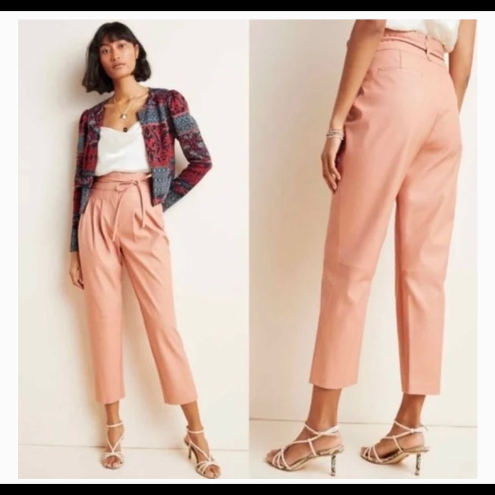 Anthropologie Peach Faux Leather Pants